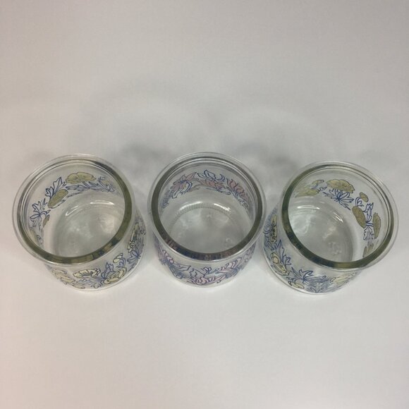 3 Oui Limited Edition 6 oz Floral Glass Yogurt Cups Jars Pink Yellow Flower - Picture 2 of 16